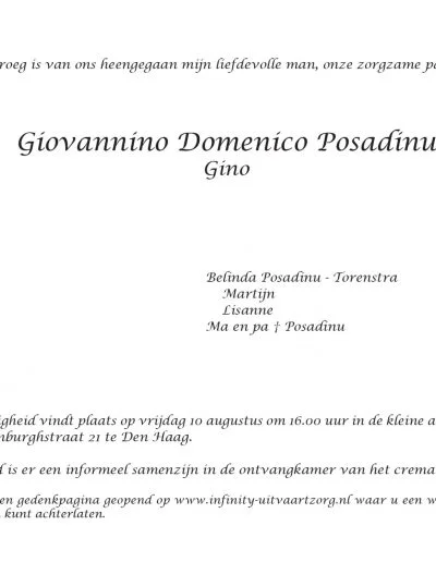 Giovannino Domenico Posadinu - rouwkaart rechts