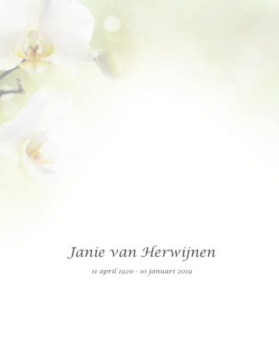 Rouwkaart Janie van Herwijnen - Noordam