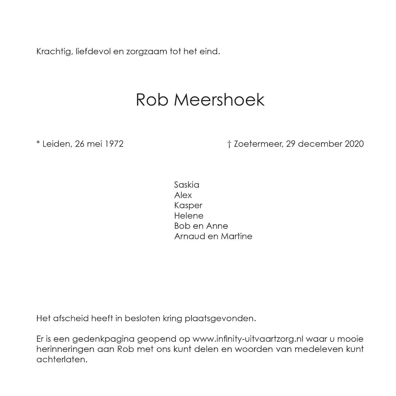 Rob Meershoek, rouwkaart binnenkant rechts