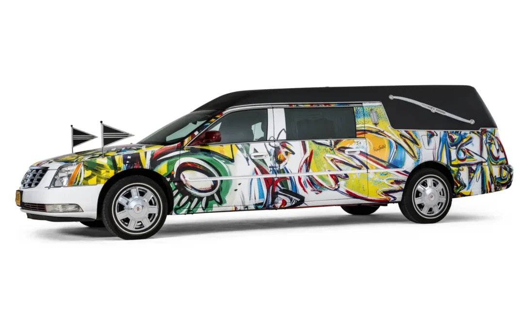 Cadillac rouwauto Kleurrijk