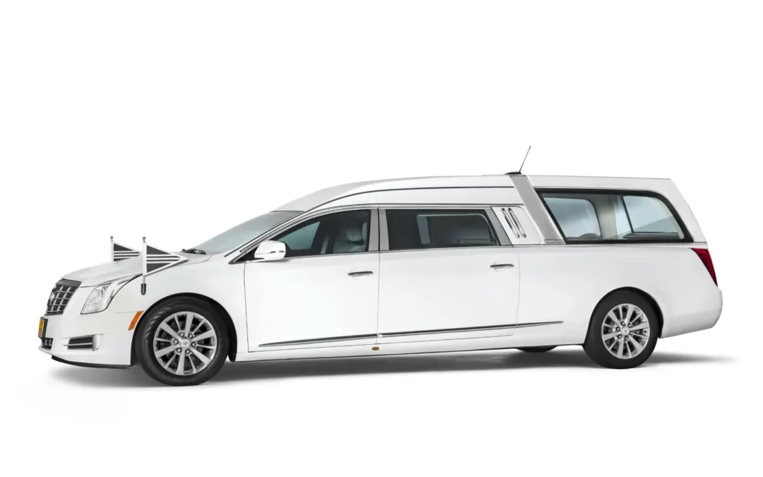 Cadillac glas rouwauto (wit)
